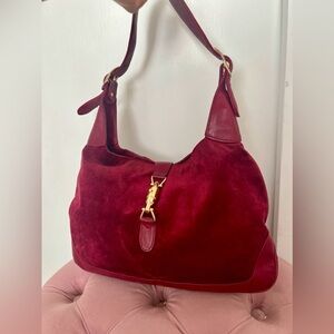 1970s vintage burgundy red horsebit shoulder bag, made Italy